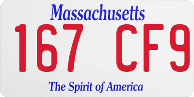 MA license plate 167CF9