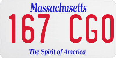 MA license plate 167CG0
