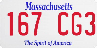 MA license plate 167CG3
