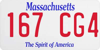 MA license plate 167CG4