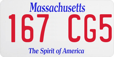 MA license plate 167CG5