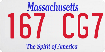 MA license plate 167CG7