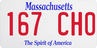 MA license plate 167CH0