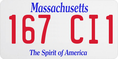 MA license plate 167CI1