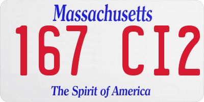 MA license plate 167CI2