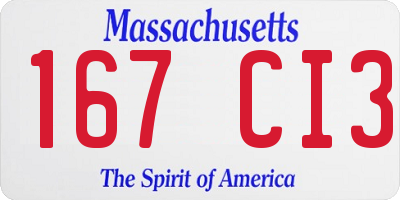 MA license plate 167CI3