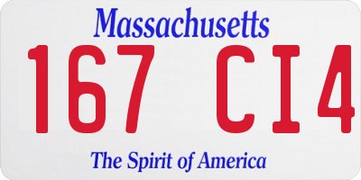 MA license plate 167CI4