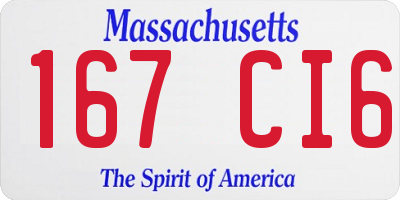 MA license plate 167CI6