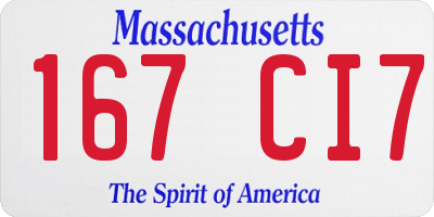 MA license plate 167CI7