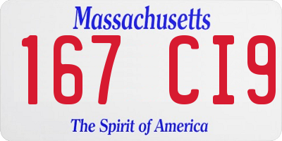 MA license plate 167CI9