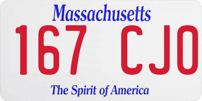 MA license plate 167CJ0