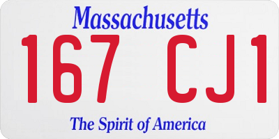 MA license plate 167CJ1