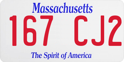 MA license plate 167CJ2