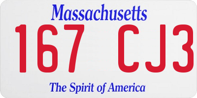 MA license plate 167CJ3