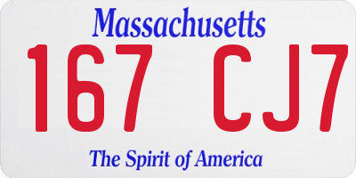 MA license plate 167CJ7