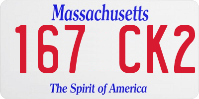 MA license plate 167CK2