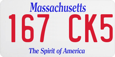 MA license plate 167CK5