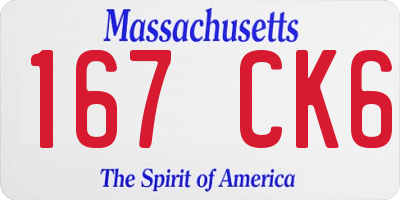 MA license plate 167CK6
