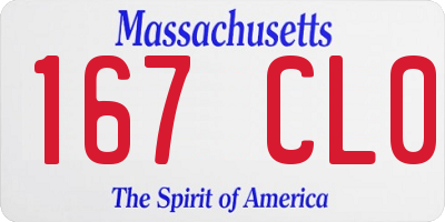 MA license plate 167CL0