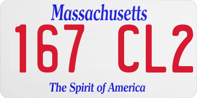 MA license plate 167CL2