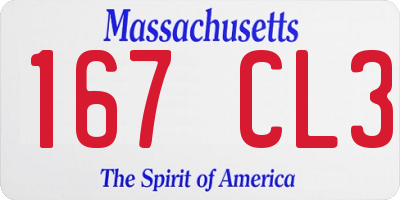 MA license plate 167CL3