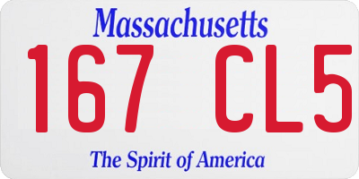 MA license plate 167CL5