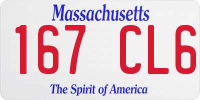 MA license plate 167CL6