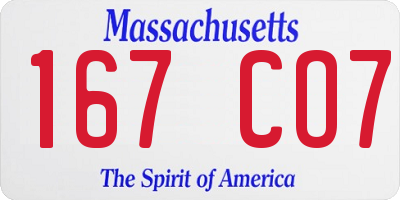 MA license plate 167CO7