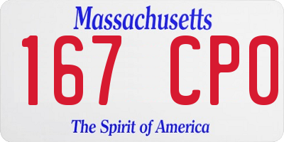 MA license plate 167CP0