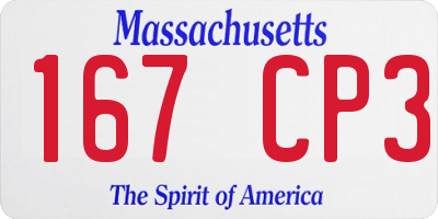 MA license plate 167CP3