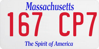 MA license plate 167CP7