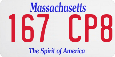 MA license plate 167CP8