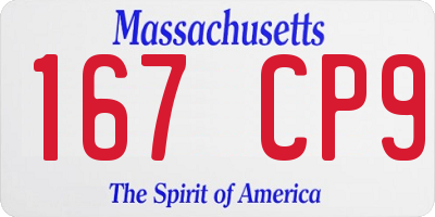 MA license plate 167CP9