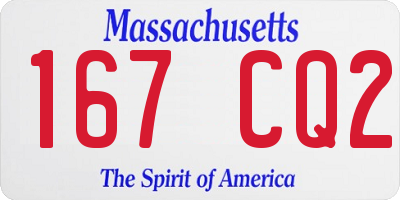 MA license plate 167CQ2