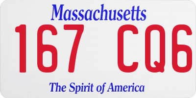 MA license plate 167CQ6