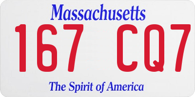 MA license plate 167CQ7