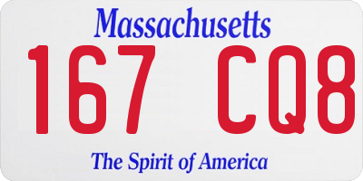 MA license plate 167CQ8