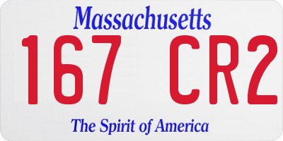 MA license plate 167CR2