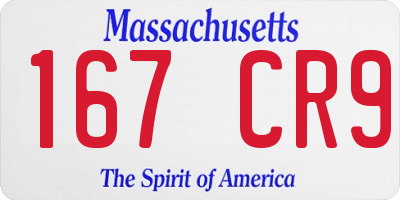 MA license plate 167CR9