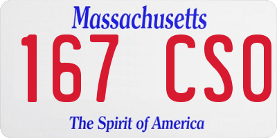 MA license plate 167CS0