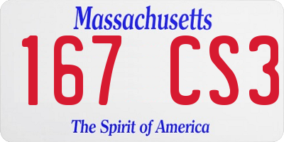 MA license plate 167CS3