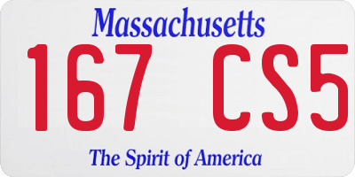 MA license plate 167CS5