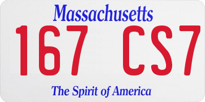 MA license plate 167CS7
