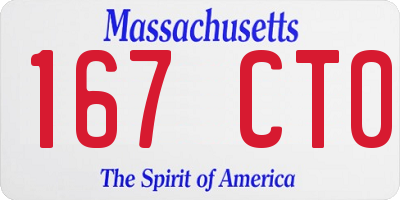 MA license plate 167CT0