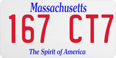 MA license plate 167CT7