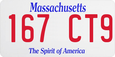 MA license plate 167CT9