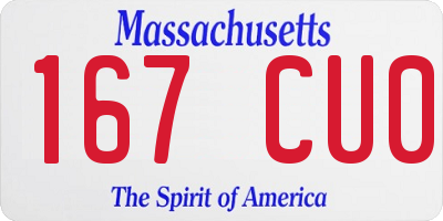 MA license plate 167CU0