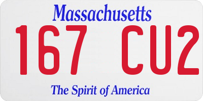 MA license plate 167CU2