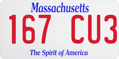 MA license plate 167CU3