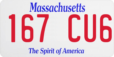 MA license plate 167CU6